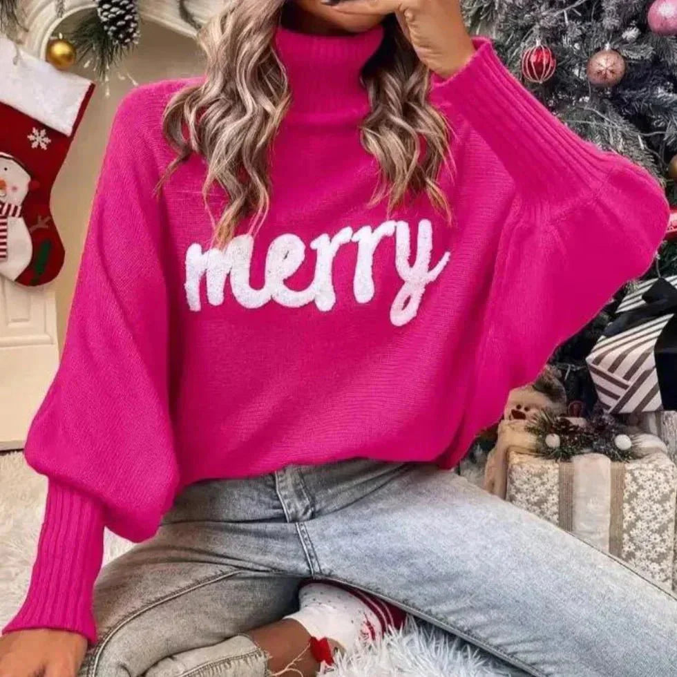 Festlicher „Merry“-Rollkragenpullover