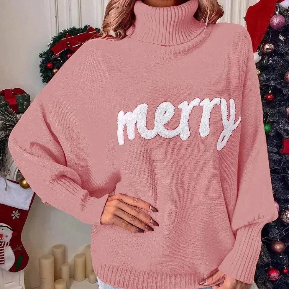 Festlicher „Merry“-Rollkragenpullover