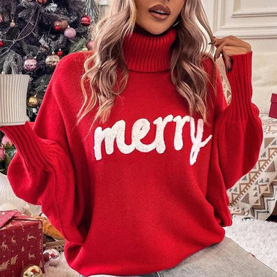 Festlicher „Merry“-Rollkragenpullover