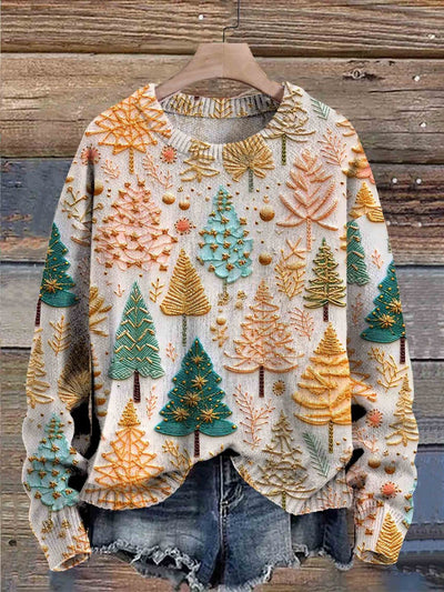 Festlicher Pullover mit Baum-Print