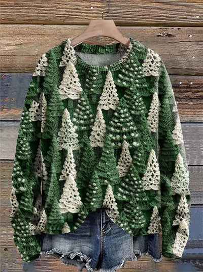 Festlicher Pullover mit Baum-Print