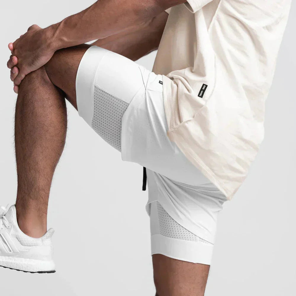 Fitness Kurze Hosen - Schnell trocknende, doppellagige Herren-Workout-Short