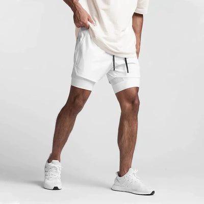 Fitness Kurze Hosen - Schnell trocknende, doppellagige Herren-Workout-Short
