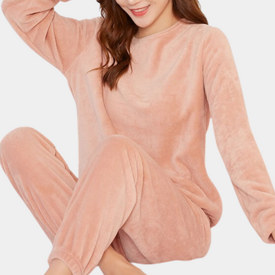Flauschiges Pyjama-Set | Fleece | Langarm | Lounge-Set | Winterpyjama für Damen