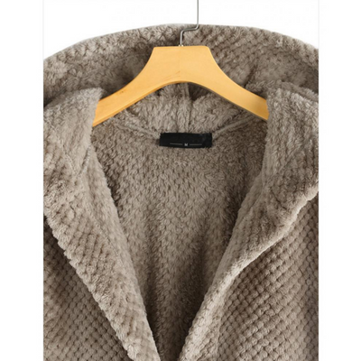 Fleece-Jacke – mittellange Winterjacke mit Kapuze und lockerer Passform für Damen