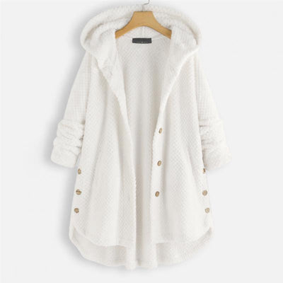 Fleece-Jacke – mittellange Winterjacke mit Kapuze und lockerer Passform für Damen
