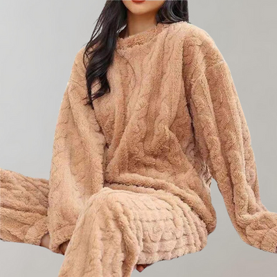 Fleece-Pyjama-Set – Flauschig – Langarm – Winterpyjama – Damen-Winterpyjamas