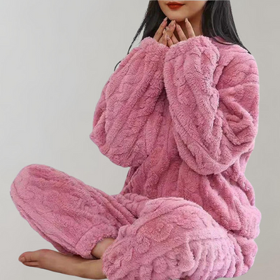 Fleece-Pyjama-Set – Flauschig – Langarm – Winterpyjama – Damen-Winterpyjamas