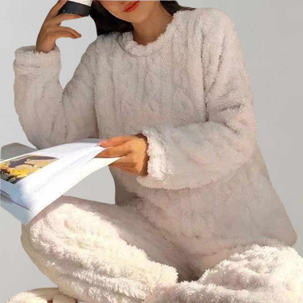 Fleece-Pyjama-Set – Flauschig – Langarm – Winterpyjama – Damen-Winterpyjamas
