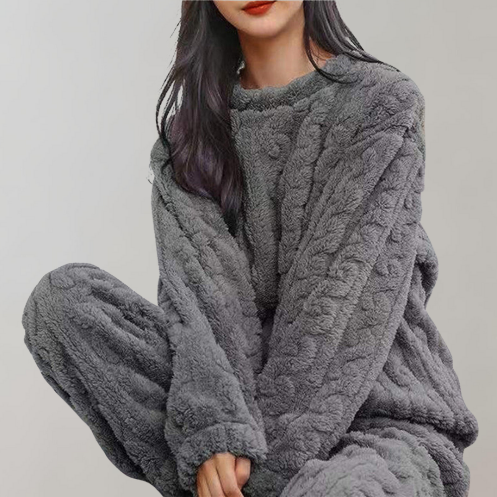 Fleece-Pyjama-Set – Flauschig – Langarm – Winterpyjama – Damen-Winterpyjamas