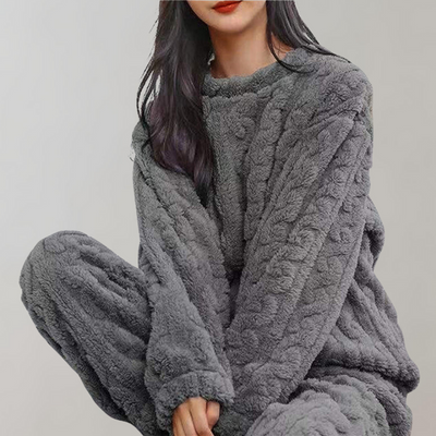 Fleece-Pyjama-Set – Flauschig – Langarm – Winterpyjama – Damen-Winterpyjamas