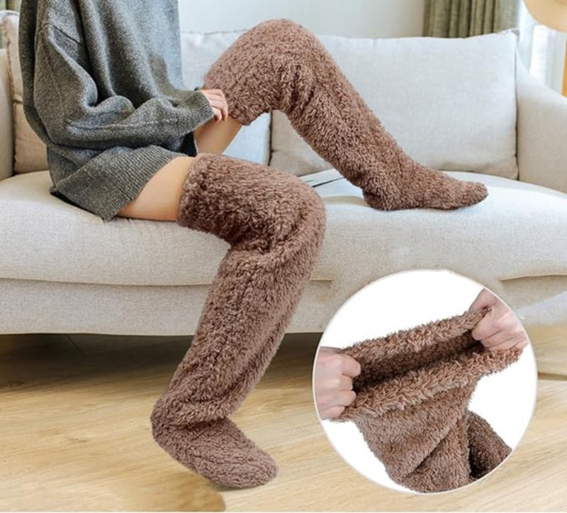 Fleece-Socken – bequem – Overknee-Socken – hohe Kniestrümpfe – Wintersocken für Damen