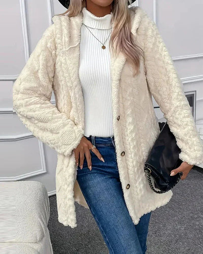 Fleece-Strickjacke | Mit Kapuze | Mittellang | Strickjacke | Damen-Strickjacke