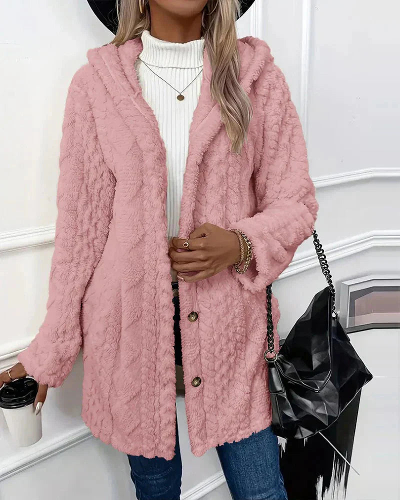 Fleece-Strickjacke | Mit Kapuze | Mittellang | Strickjacke | Damen-Strickjacke