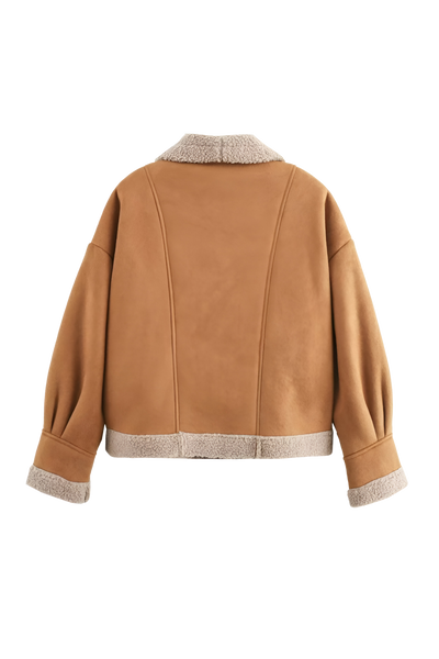 Fleecejacke – braun – Teddyfutter – Wildleder-Winterjacke – Winterjacke für Damen