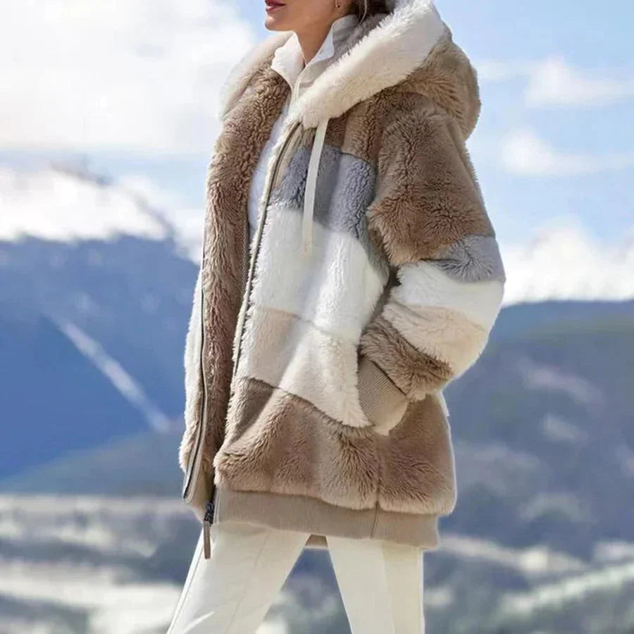 Fleecejacke | mit Reißverschluss | Kapuzenjacke | Kapuzenpullover | Winterjacke für Damen