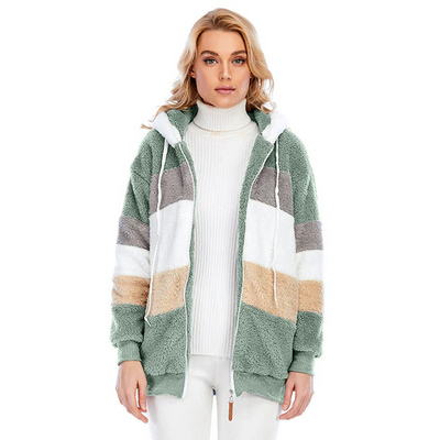 Fleecejacke | mit Reißverschluss | Kapuzenjacke | Kapuzenpullover | Winterjacke für Damen