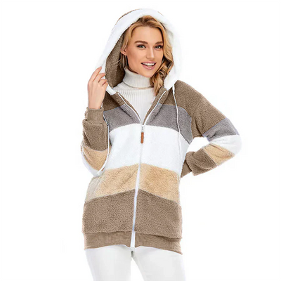 Fleecejacke | mit Reißverschluss | Kapuzenjacke | Kapuzenpullover | Winterjacke für Damen