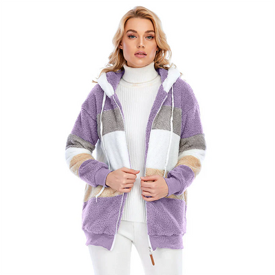 Fleecejacke | mit Reißverschluss | Kapuzenjacke | Kapuzenpullover | Winterjacke für Damen