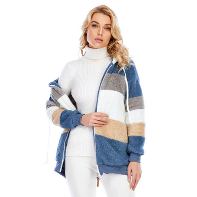 Fleecejacke | mit Reißverschluss | Kapuzenjacke | Kapuzenpullover | Winterjacke für Damen