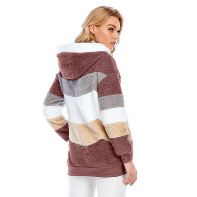 Fleecejacke | mit Reißverschluss | Kapuzenjacke | Kapuzenpullover | Winterjacke für Damen