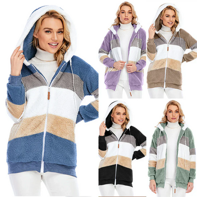 Fleecejacke | mit Reißverschluss | Kapuzenjacke | Kapuzenpullover | Winterjacke für Damen
