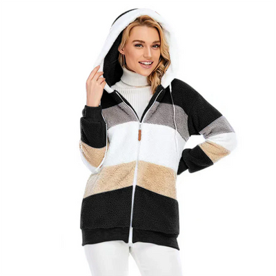 Fleecejacke | mit Reißverschluss | Kapuzenjacke | Kapuzenpullover | Winterjacke für Damen