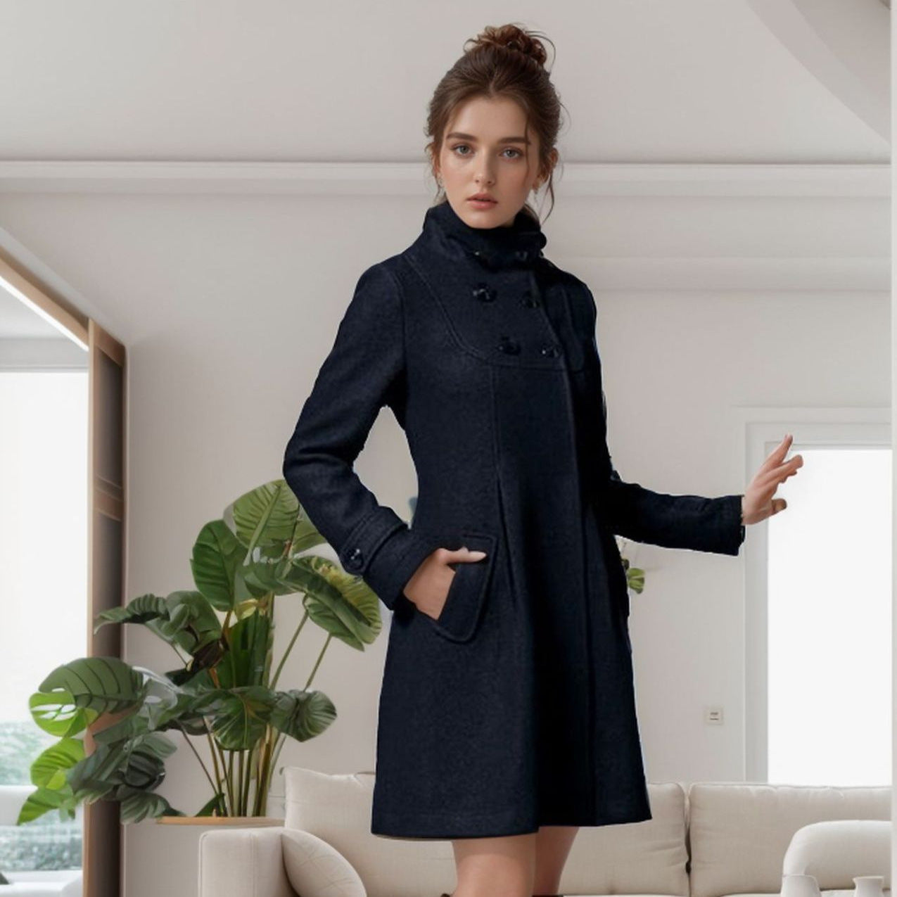 Frack - mit Kapuze - halblang - Trenchcoat - Damenjacken