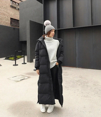 Nikki - eleganter langer winddichter Wintermantel mit Puffleinen