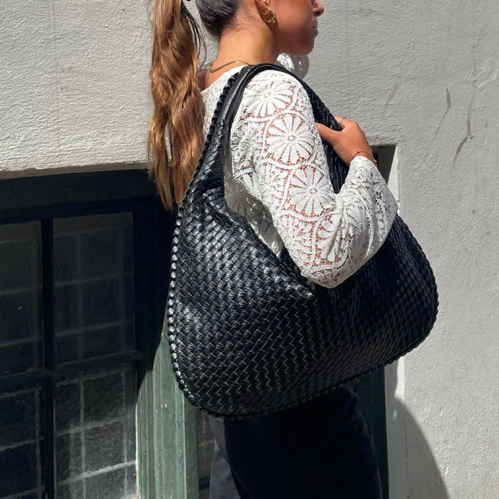 Geflochtene Tasche - Reißverschluss - Groß - Geflochtene Tasche - Umhängetasche
