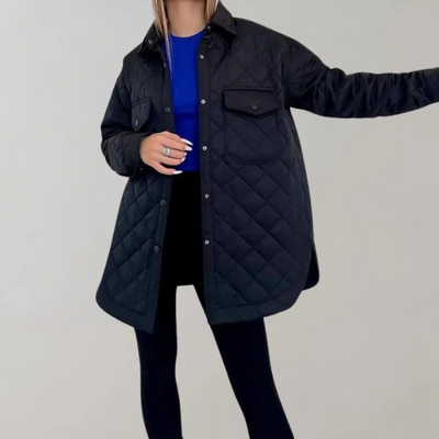 Gesteppte Jacke – Damen-Herbst-Winterjacke mit Knopfleiste und Oversize-Passform