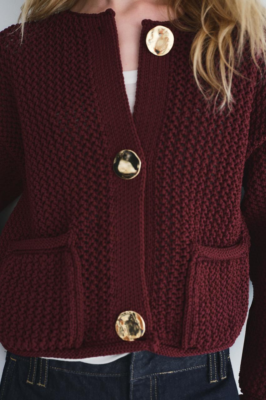 Gestrickte Strickjacke – Warm – Taschen – Mit Knöpfen Zu Schließen – Damenbekleidung