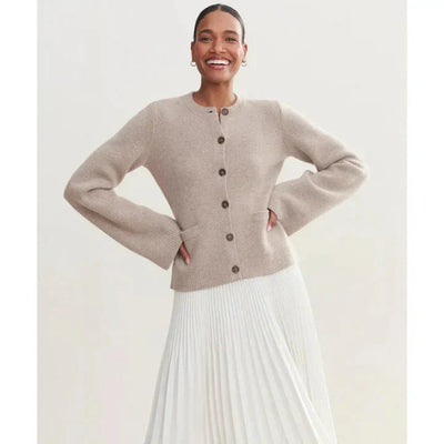 Gestrickte Strickjacke - mit Knöpfen – Glockenärmel – Strickjacke – Damenbekleidung