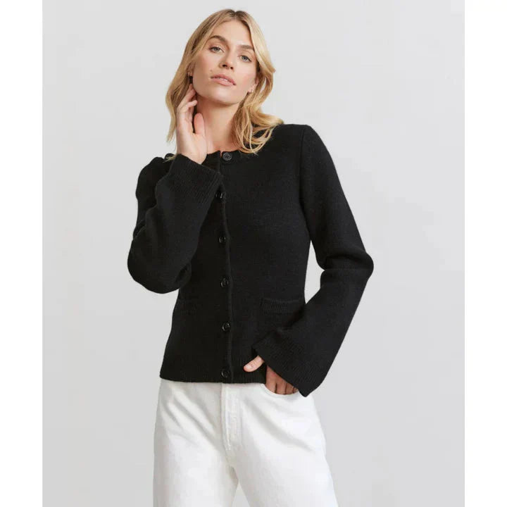 Gestrickte Strickjacke - mit Knöpfen – Glockenärmel – Strickjacke – Damenbekleidung