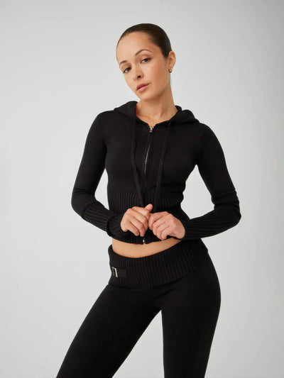 Gestricktes Loungewear-Set - Damen-Zip Zweiteiliges Set aus Strickjacke und Strickhose