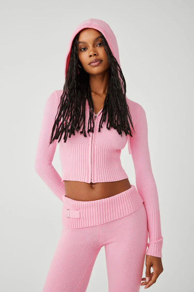Gestricktes Loungewear-Set - Damen-Zip Zweiteiliges Set aus Strickjacke und Strickhose