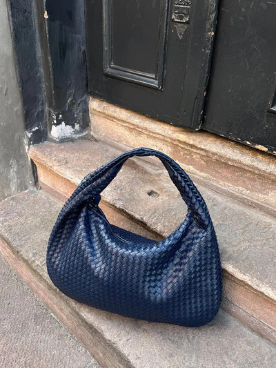 Gewebte Tasche – veganes Leder – Reißverschluss – Schultertasche – Handtasche