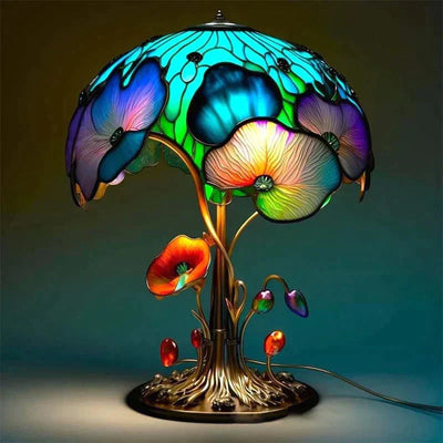 Glas Lampe - Bunte Fantasie Dekoration Tisch Ambiente Licht