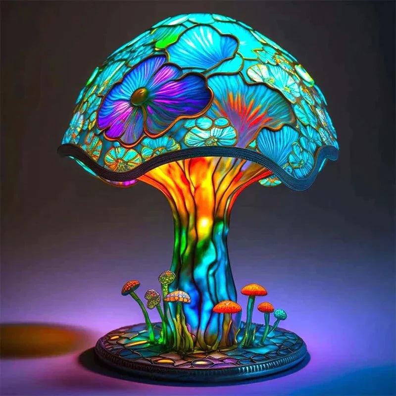 Glas Lampe - Bunte Fantasie Dekoration Tisch Ambiente Licht
