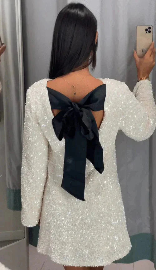 Glitzerkleid – Langarm – Mini – Glitzerkleid – Partykleid