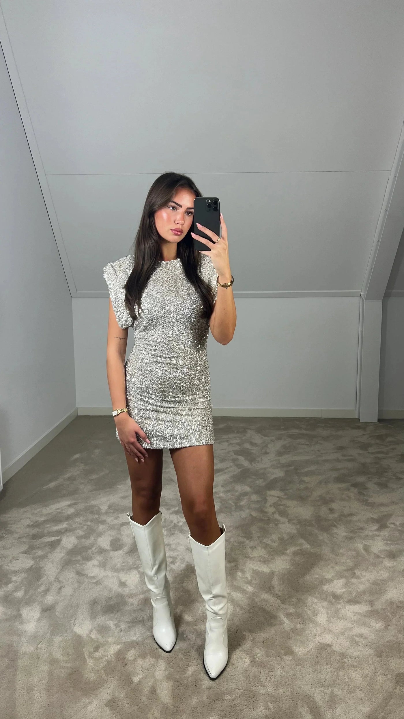 Glitzerkleid | Pailletten | Ärmellos | Minikleid | Partykleid
