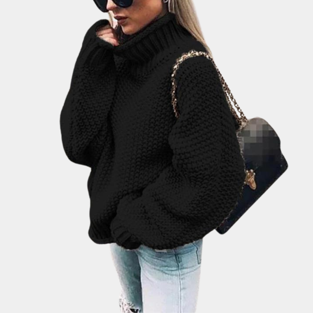 Grobstrickpullover – Oversize – Rollkragen – Strickpullover – Damenbekleidung