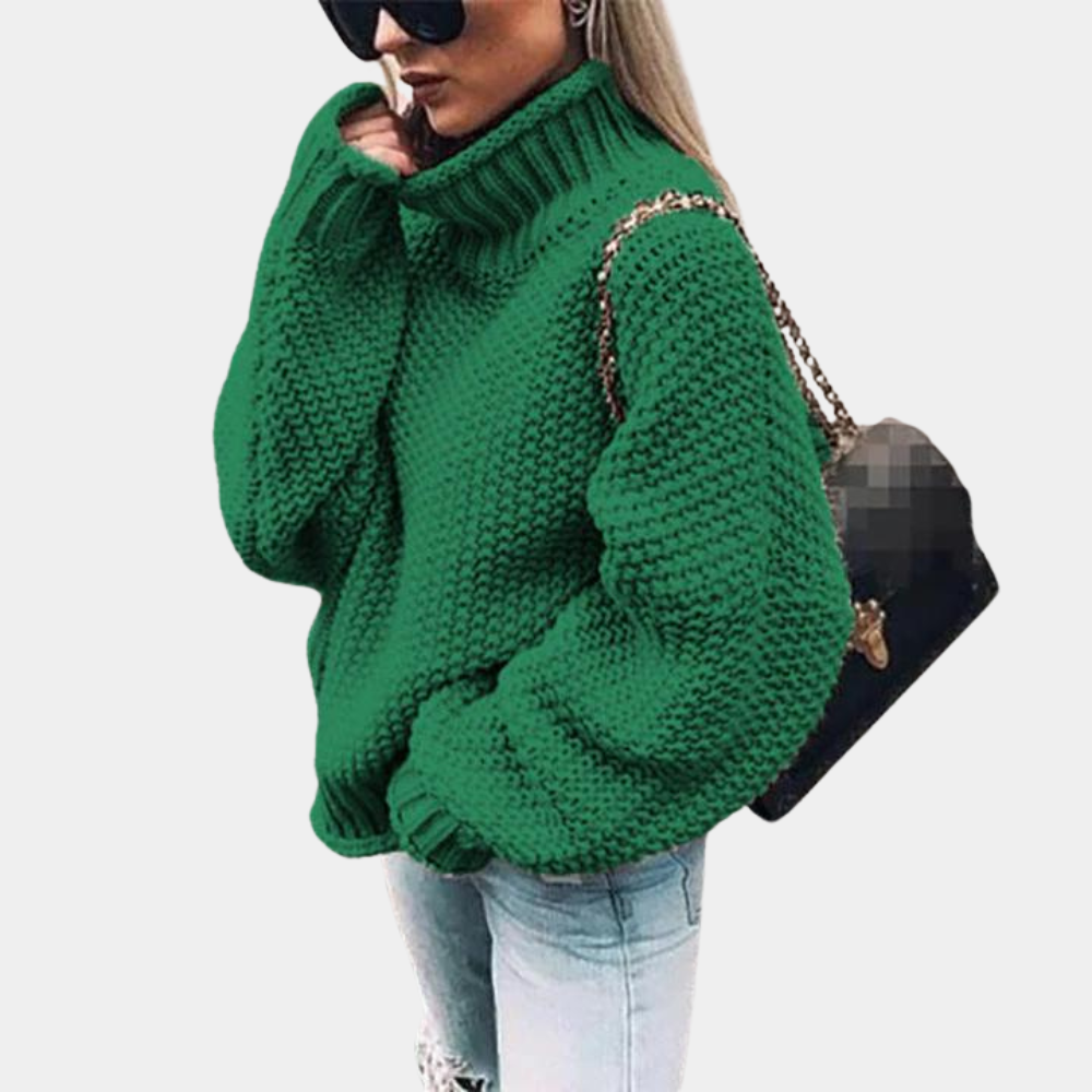 Grobstrickpullover – Oversize – Rollkragen – Strickpullover – Damenbekleidung