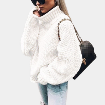 Grobstrickpullover – Oversize – Rollkragen – Strickpullover – Damenbekleidung