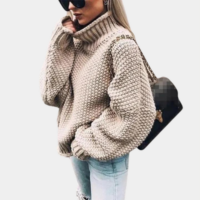 Grobstrickpullover – Oversize – Rollkragen – Strickpullover – Damenbekleidung