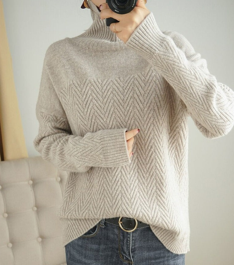 Gal - Chevron Langarm-Pullover mit hohem Halsausschnitt