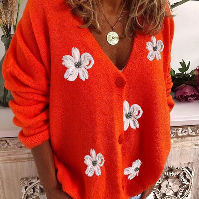 Faye - Florale Strickjacke mit V-Ausschnitt für Frauen