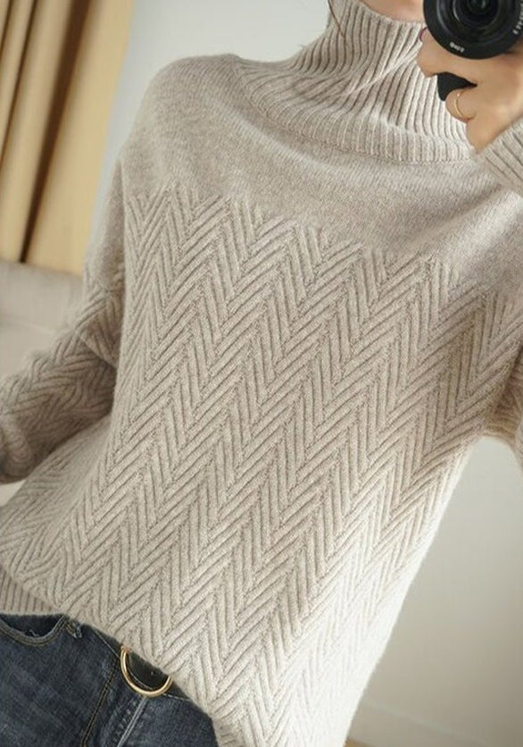 Gal - Chevron Langarm-Pullover mit hohem Halsausschnitt