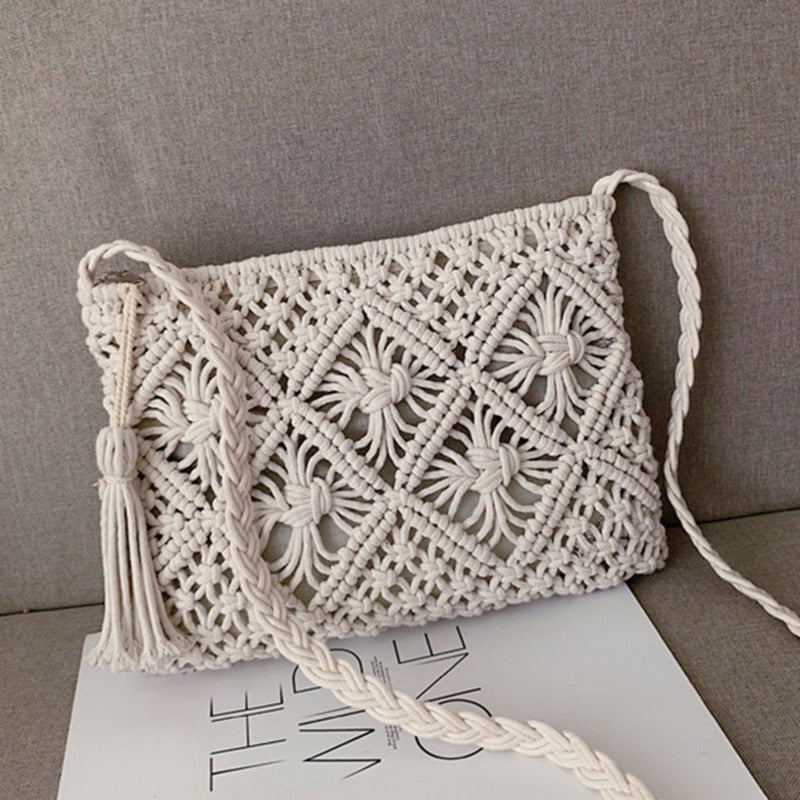 Häkeltasche - gewebt - Reißverschluss - Umhängetasche - Umhängetasche