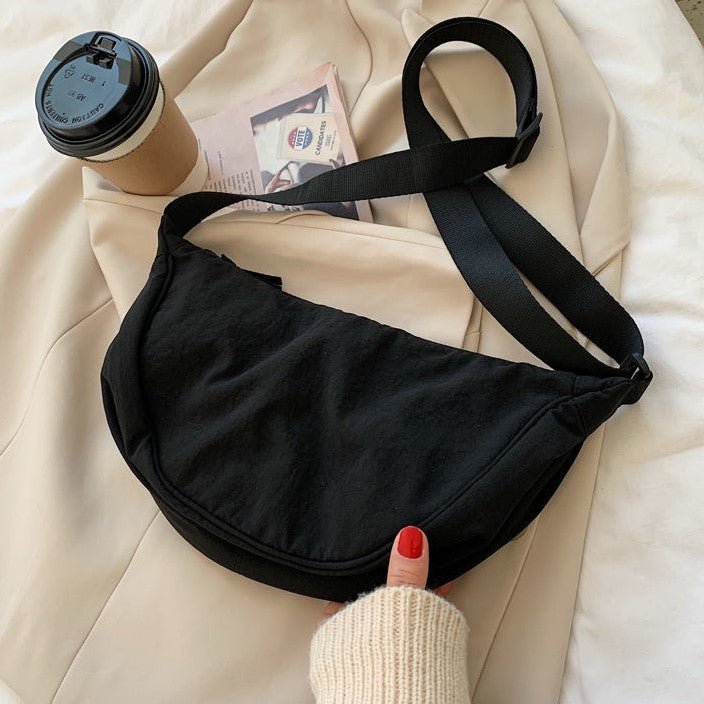 Halbmond-Tasche – Verstellbarer Riemen – Reißverschluss – Umhängetasche – Gürteltasche
